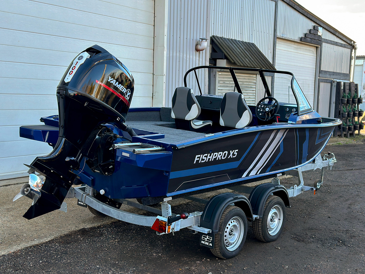 Лодка FISHPRO X5 c мотором YAMER EF100 (4T) (темно-синий) Транец (X) • В наличии