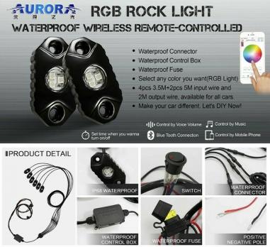 Комплект фар 6 шт. рабочего света Аврора врезных ALO-Y1-2-RGB-D6